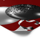 Black and Silver Glitter New Year's Eve Party  Poster (Ecke)