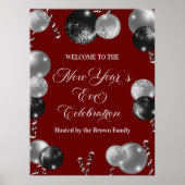 Black and Silver Glitter New Year's Eve Party Poster (Vorne)