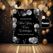 Black and Silver Glitter New Year's Eve Party  Poster