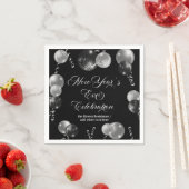 Black and Silver Glitter New Year's Eve Party  Serviette (Beispiel)