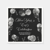 Black and Silver Glitter New Year's Eve Party Serviette (Vorderseite)