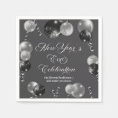 Black and Silver Glitter New Year's Eve Party Serviette (Vorderseite)