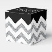 Black and Silver Glitzer Chevrons Wedding Mr & Mrs Geschenkschachtel (Vorderseite)