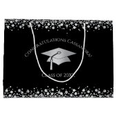 Black and Silver Graduation Große Geschenktüte (Rückseite)