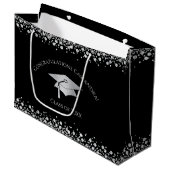 Black and Silver Graduation Große Geschenktüte (Vorderseite Schrägansicht)