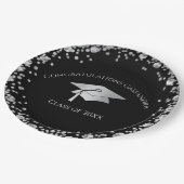 Black and Silver Graduation Pappteller (Schrägansicht)