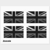 Black and Silver Grey Union Jack Flag Rechteckiger Aufkleber (Blatt)