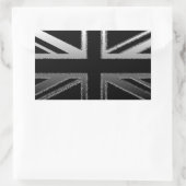 Black and Silver Grey Union Jack Flag Rechteckiger Aufkleber (Tasche)