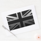 Black and Silver Grey Union Jack Flag Rechteckiger Aufkleber (Umschlag)