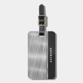 Black and Silver Metal Gepäckanhänger (Vorderseite vertikal)