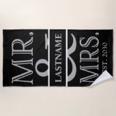 Black and Silver Mr. Personalisiert Strandtuch (Vorderseite)