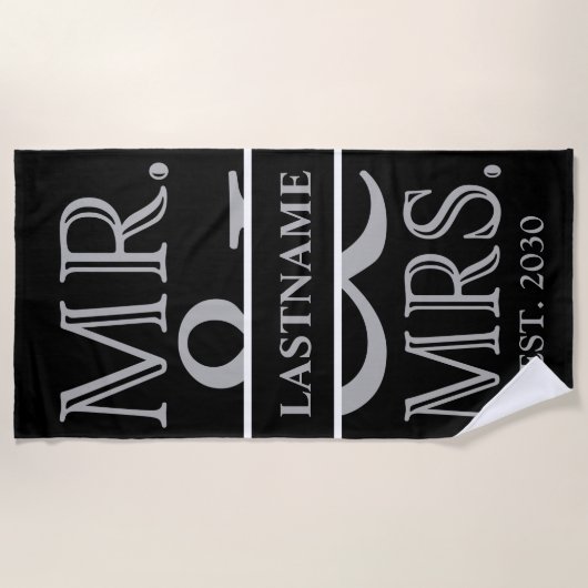 Black and Silver Mr. Personalisiert Strandtuch (Vorderseite)