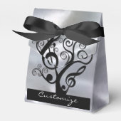 Black and Silver Music Treble Clef Tree Favor Box Geschenkschachtel (Vorderseite)