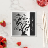Black and Silver Music Treble Clef Tree Napkins Serviette (Beispiel)