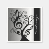 Black and Silver Music Treble Clef Tree Napkins Serviette (Vorderseite)