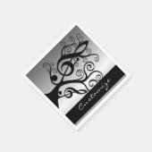 Black and Silver Music Treble Clef Tree Napkins Serviette (Ecke)