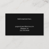 Black and Silver Pageant Coach Business Card Visitenkarte (Rückseite)