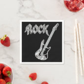 Black and Silver ROCK Gitarrenpapier Napkins Serviette (Beispiel)