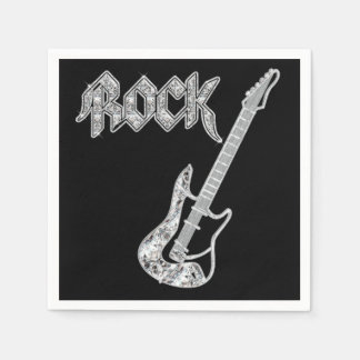 Black and Silver ROCK Gitarrenpapier Napkins Serviette