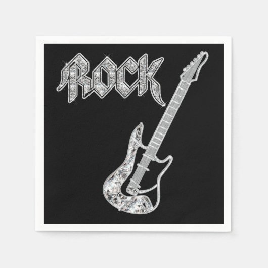 Black and Silver ROCK Gitarrenpapier Napkins Serviette (Vorderseite)