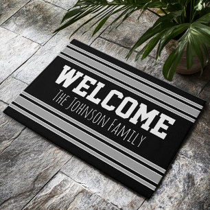 Black and Silver Sports Jersey Individuelle Name N Fußmatte