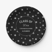 Black and Silver Stars Graduierungsparty Pappteller (Vorderseite)