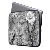 Black and Silver Toile de Fleur Laptopschutzhülle (Vorderseite Links)