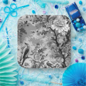 Black and Silver Toile de Fleur Pappteller (Party)