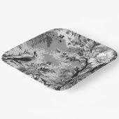 Black and Silver Toile de Fleur Pappteller (Gewinkelt)