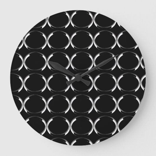 Black and Silver X and O throw pillow Große Wanduhr (Vorderseite)