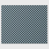 Black and Sky Blue Herringbone Wrapping Paper Geschenkpapier (Flach)