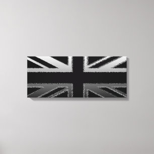 Black and Slilver Grau Union Jack Canvas Print Leinwanddruck