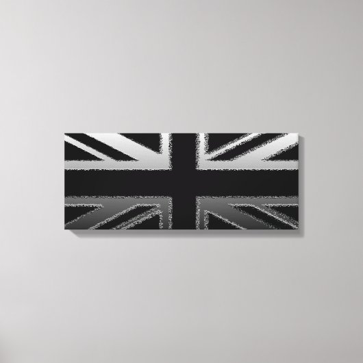 Black and Slilver Grau Union Jack Canvas Print Leinwanddruck (Vorderseite)