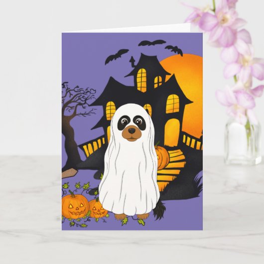 Black and Tan Cavalier Ghost Halloween Card Karte (Orchidee)