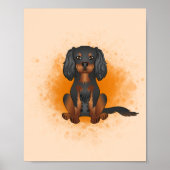 Black and Tan Cavalier King Charles auf Orange Poster (Vorne)