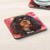 Black and Tan Cavalier King Charles Spaniel Dog Getränkeuntersetzer (Linke Seite)