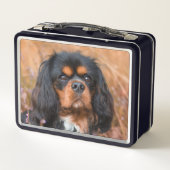 Black and Tan Cavalier King Charles Spaniel Dog Metall Brotdose (Rückseite)
