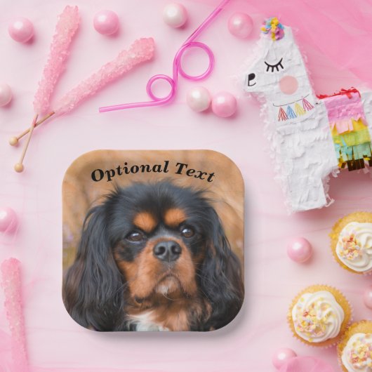 Black and Tan Cavalier King Charles Spaniel Dog Pappteller (Party)