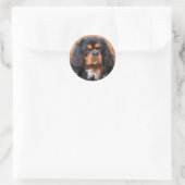 Black and Tan Cavalier King Charles Spaniel Dog Runder Aufkleber (Tasche)