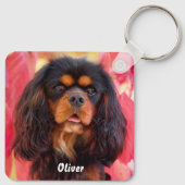 Black and Tan Cavalier King Charles Spaniel Dog Schlüsselanhänger (Rückseite)