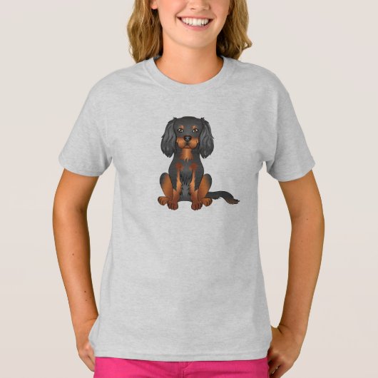 Black and Tan Cavalier King Charles Spaniel Dog T-Shirt (Vorderseite)