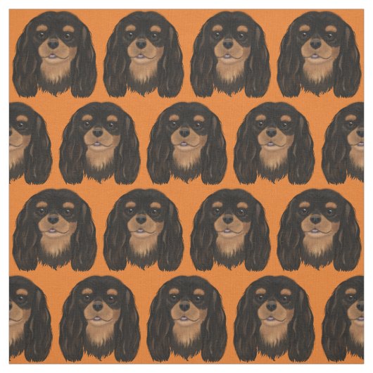 Black and Tan Cavalier King Charles Spaniel Fabric Stoff (Muster)