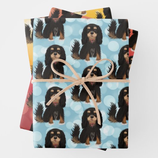 Black and Tan Cavalier King Charles Spaniel Geschenkpapier Set (Beispiel)
