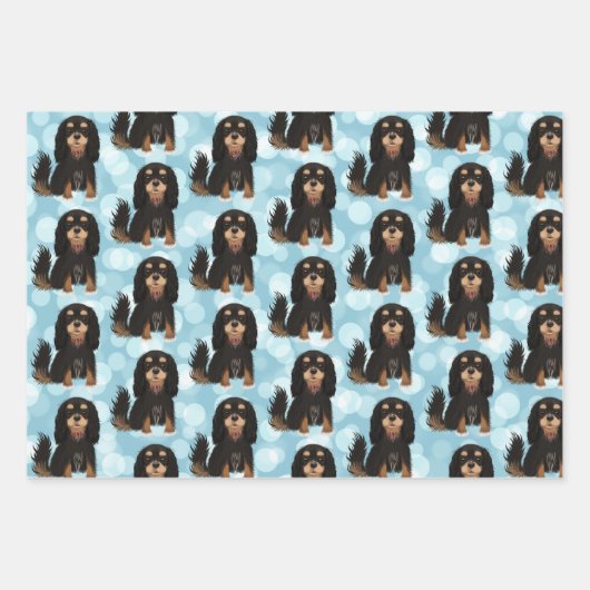 Black and Tan Cavalier King Charles Spaniel Geschenkpapier Set (Vorderseite)