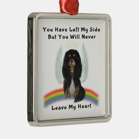 Black and Tan Cavalier Pet Loss Ohrts Ornament Aus Metall (Rechts)