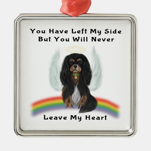 Black and Tan Cavalier Pet Loss Ohrts Ornament Aus Metall (Vorne)