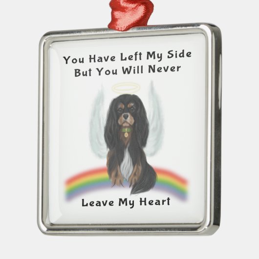 Black and Tan Cavalier Pet Loss Ohrts Ornament Aus Metall (Links)