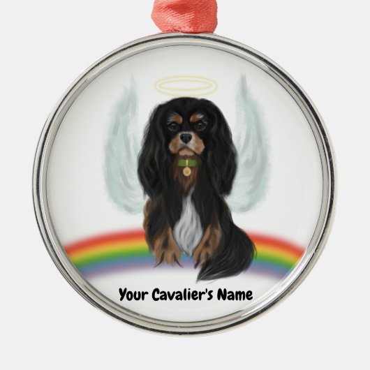 Black and Tan Cavalier Pet Loss Ornament Aus Metall (Vorne)