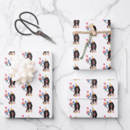 Black and Tan Cavalier Spaniel Geburtstag   Geschenkpapier Set