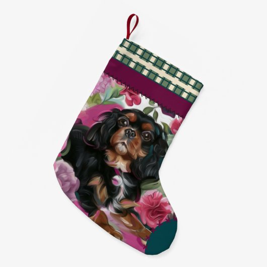 Black and Tan Cavalier Weihnachtszeit Strumpf Scha Kleiner Weihnachtsstrumpf (Vorderansicht (hängend))
